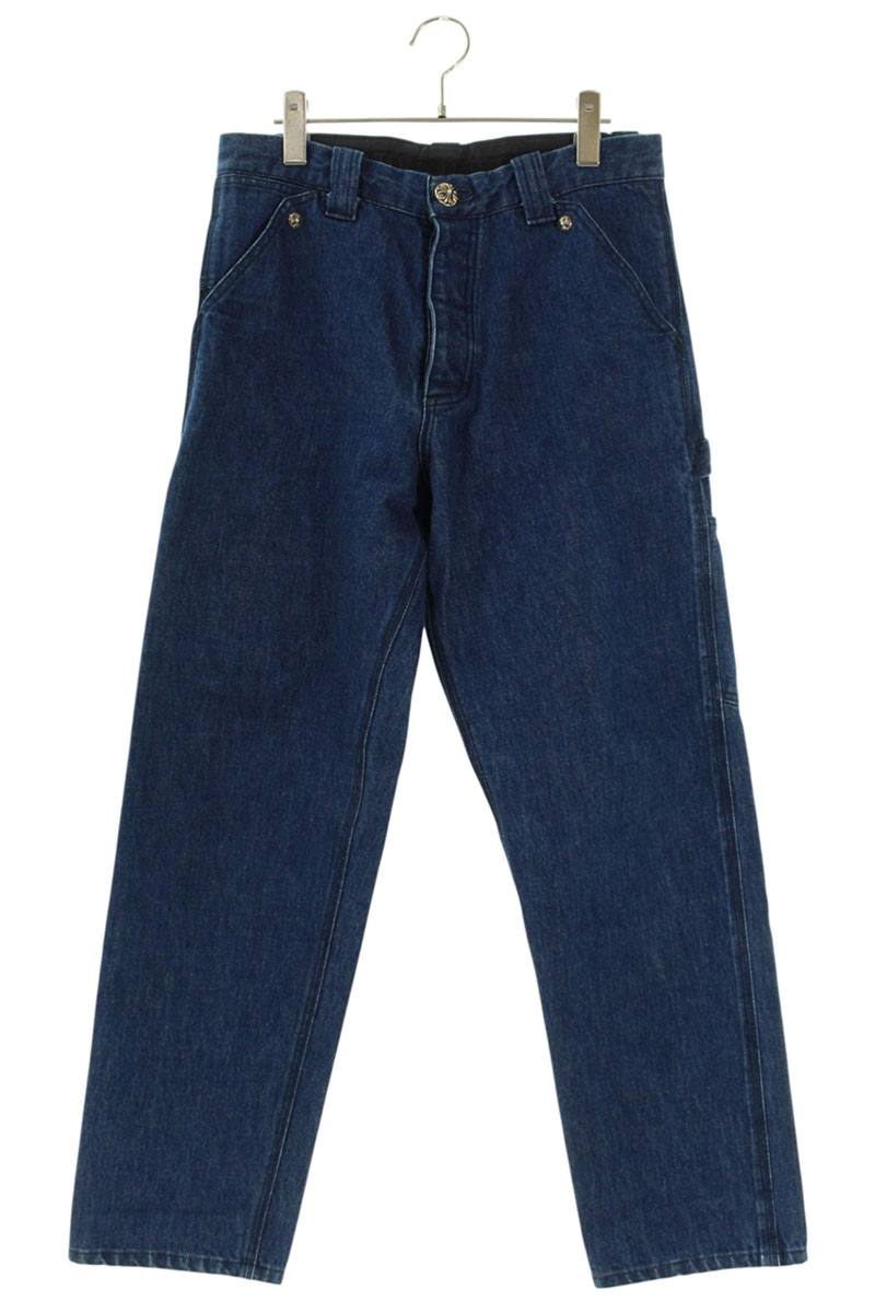 クロムハーツ Chrome Hearts　 サイズ:32 FATIGUE ファティーグ クロスボタンファティーグデニムパンツ(ブルー調×シルバー)【802062】【SS07】【メンズ】【中古】bb212#rinkan*B
