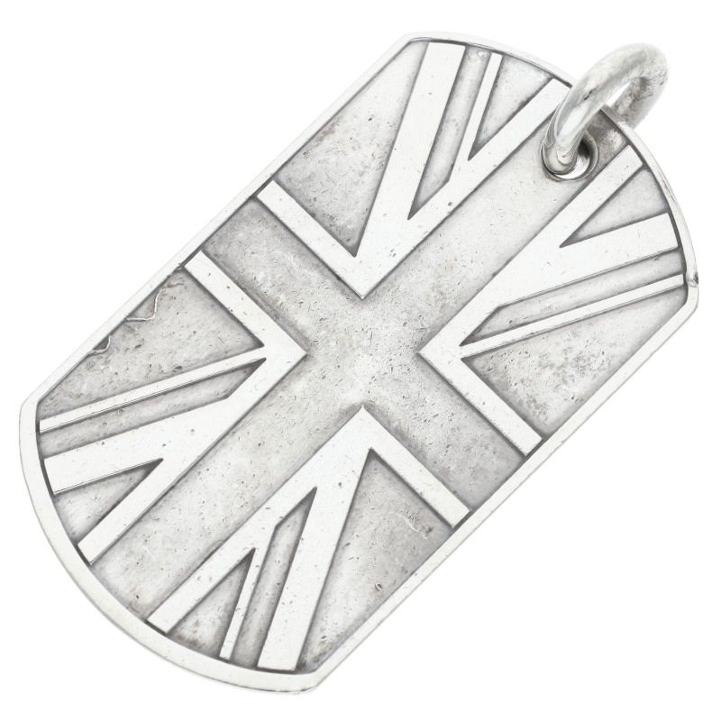 クロムハーツ Chrome Hearts   D TAG LRG ラージドッグタグ ユニオンジャックラージドッグタグネックレストップ(しろがね色 23.07g)【412062】【SS07】【小物】【中古】bb76#rinkan*B