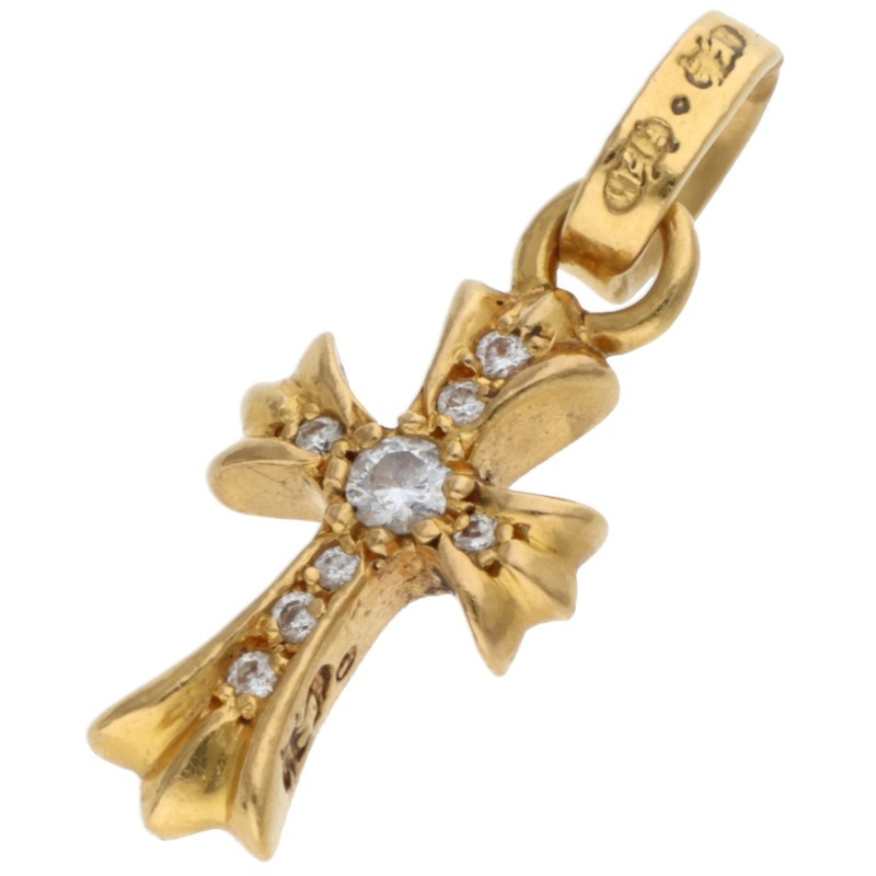 クロムハーツ Chrome Hearts   22K CRS BBYFAT P DMND ベイビーファット PAVE金剛石 惹きつける ゴールド首飾りいの一番(黄色ゴールド×せつ然たる 3.13g)【902062】【聞き入れる15】【小物】【中古】bb450#rinkan*B