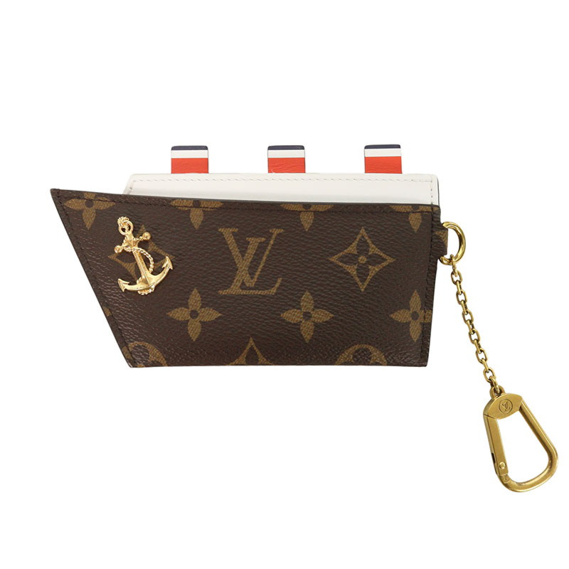 ルイヴィトン LOUISVUITTON   M14468 ポルトカルト クルーズカードケース(赤銅色×白いこと)【103062】【BS99】【小物】【中古】bb78#rinkan*B