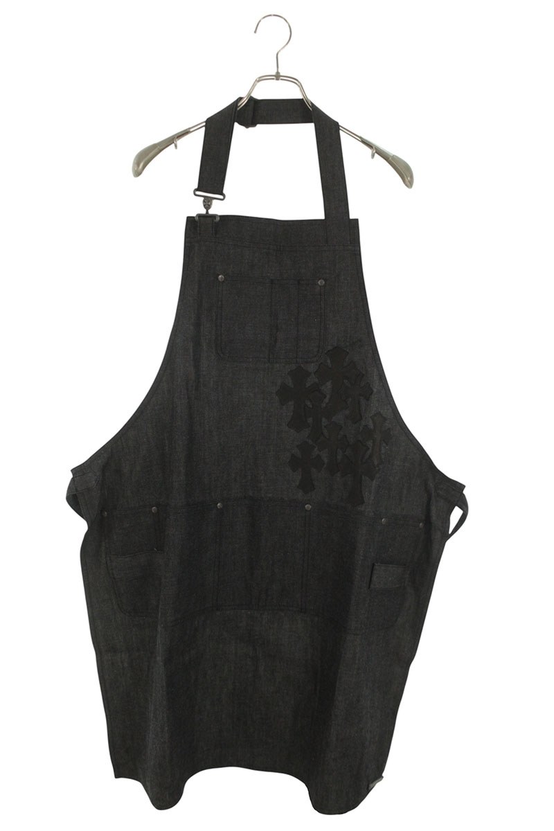 クロムハーツ Chrome Hearts   CEMETERY CROSS APRON セメタリークロスパッチデニムエプロン(インディゴ×黒いこと)【902062】【SJ02】【中古】bb412#rinkan*S