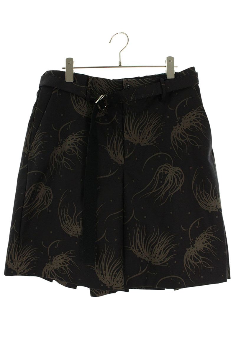 サカイ Sacai 大きさ:3  25-03665M ベルテッドプリーツハーフパンツ(黒いこと調)【312062】【BS99】【メンズ】【中古】bb187#rinkan*C