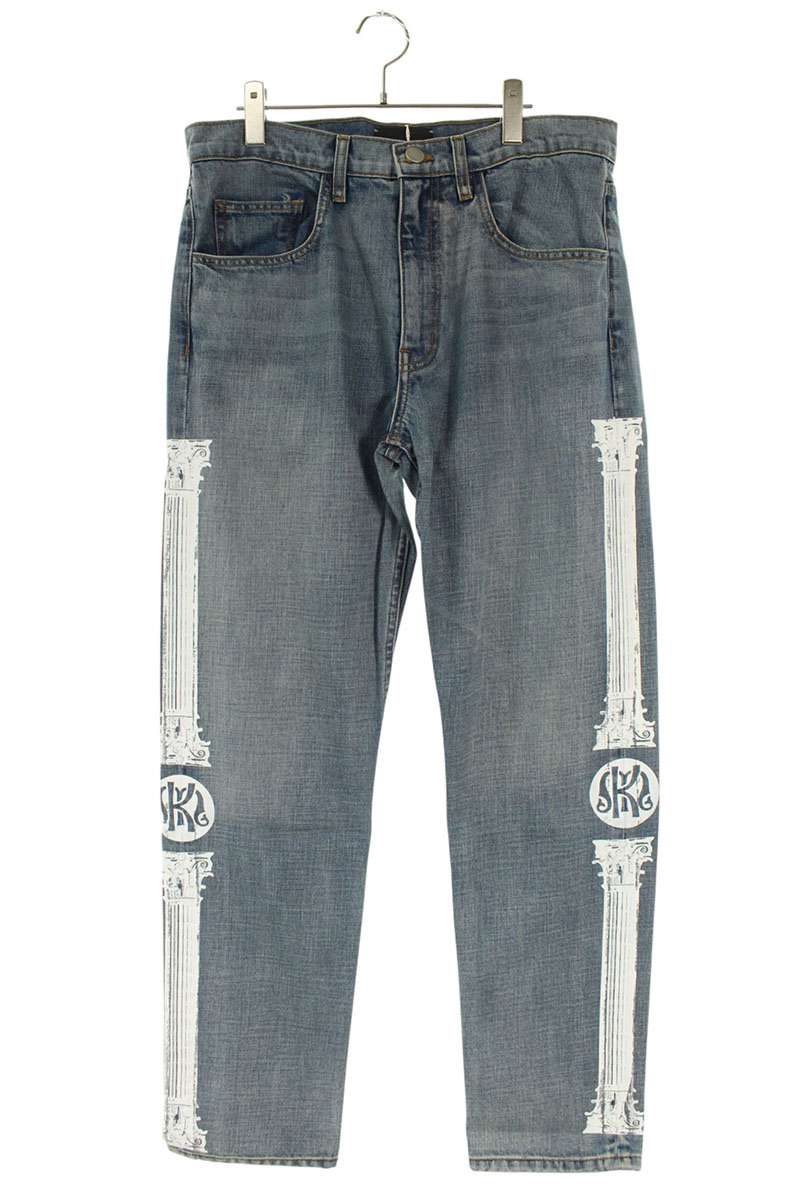 ムソクソ MUSO KUSO　サイズ:32 ROMAN STRAIGHT JEANS エンタシスプリントデニムパンツ(インディゴ&times;ホワイト)【312062】【BS99】【メンズ】【中古】bb62#rinkan*A｜RINKAN