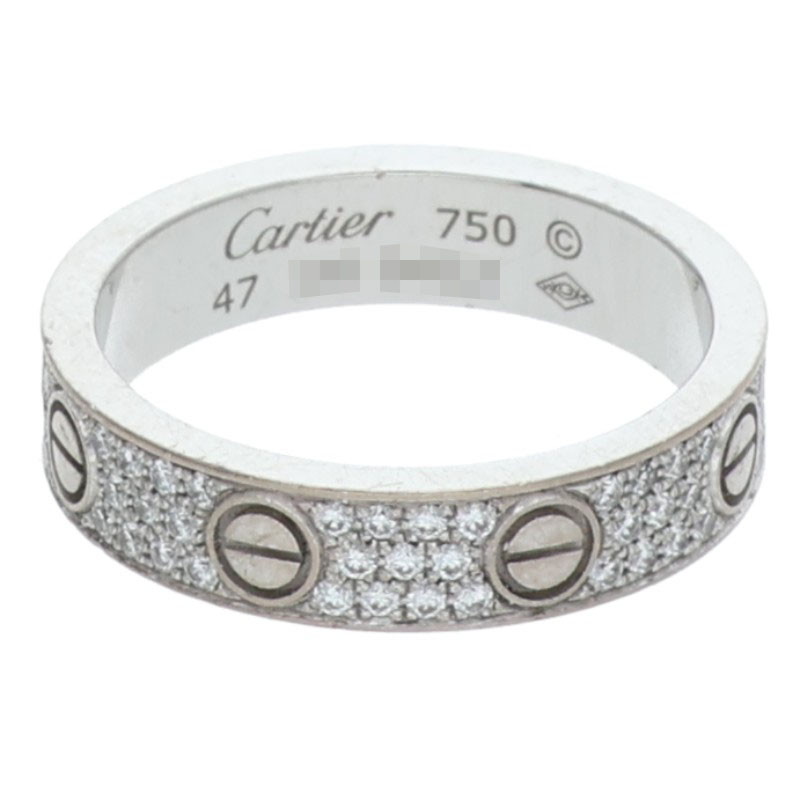 カルティエ Cartier 大きさ:47/7号  MINI LOVE RING K18WG PAVE金剛石 ミニラブリング(白いことゴールド×読みやすい 3.61g)【312062】【GZ14】【小物】【中古】bb384#rinkan*B