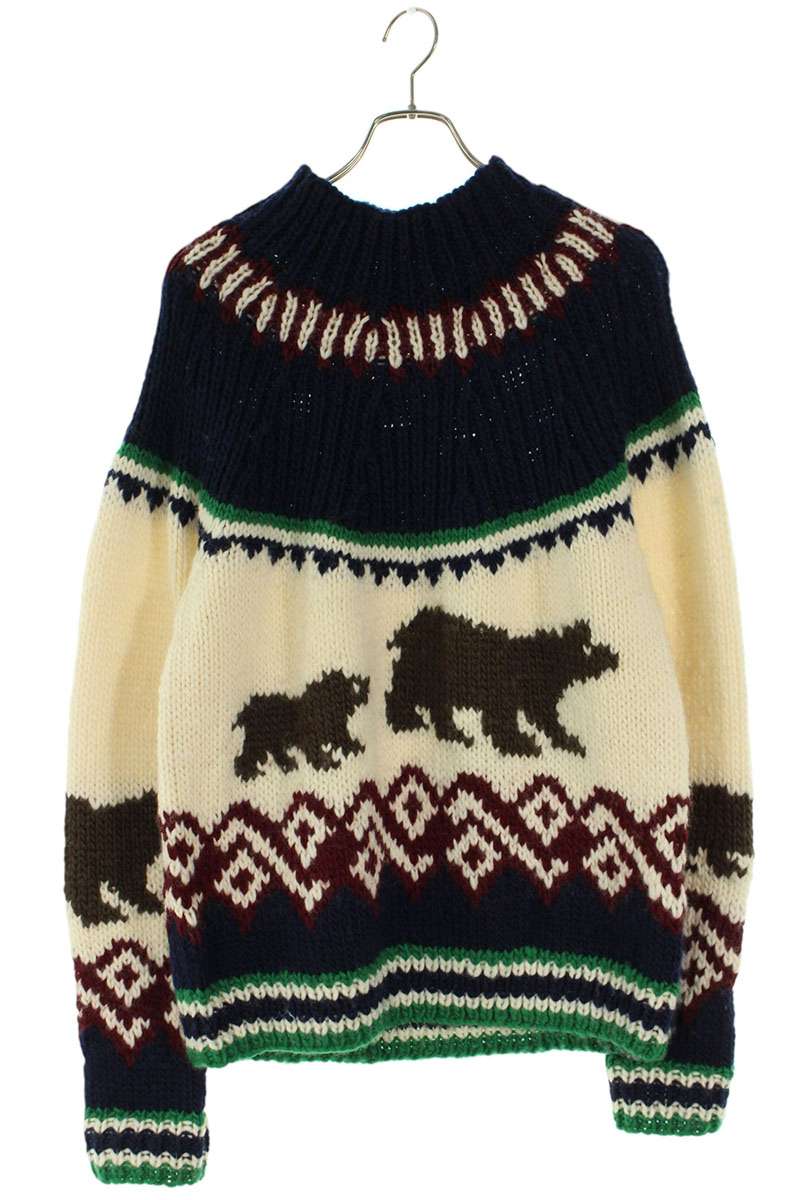 色合い kolor 大きさ:3  24AW  24WCM-NO1305 総柄ハイネック編み物(白いこと×青味×緑であること)【212062】【BS99】【メンズ】【中古】bb132#rinkan*B