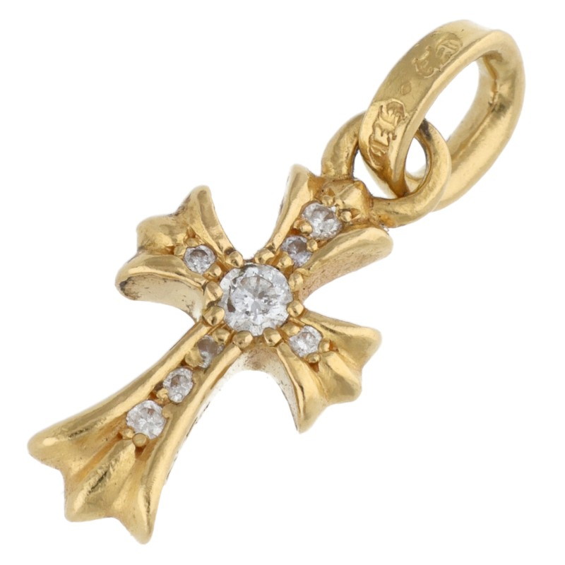 クロムハーツ Chrome Hearts   22K CRS BBYFAT P DMND ベイビーファット PAVE金剛石 惹きつける ゴールド首飾りいの一番(黄色ゴールド×せつ然たる 3.14g)【112062】【NO05】【小物】【中古】bb209#rinkan*B