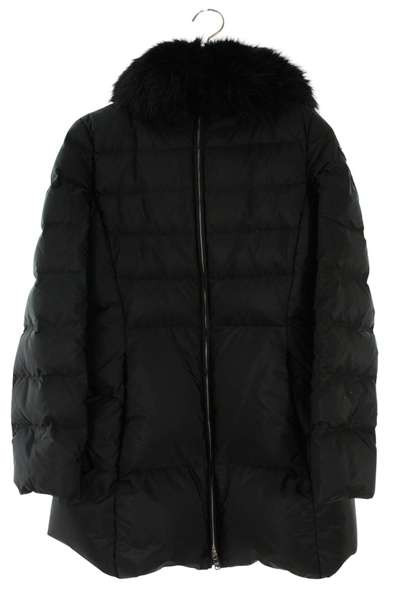 プラダ PRADA サイズ:40S 290696 S152 Q04 三角プレートファーダウンジャケット(ブラック)【112062】【BS99】【レディース】【中古】bb455#rinkan*B