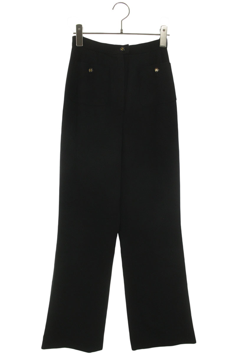 シャネル CHANEL　 サイズ:34 ココボタンウールロングパンツ(ブラック)【312062】【BS99】【レディース】【中古】bb78#rinkan*B