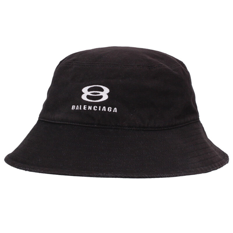 バレンシアガ BALENCIAGA 大きさ:L  766865 410B2 ロゴエンブロイダリーダメージ産業井戸釣瓶かぶり笠(黒いこと)【212062】【OM10】【小物】【中古】bb384#rinkan*B