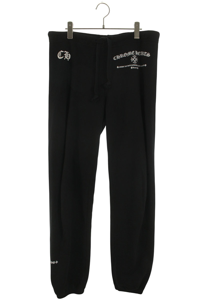 クロムハーツ Chrome Hearts　 サイズ:L CHプラスロゴプリントスウェットロングパンツ(ブラック×ホワイト)【212062】【SS07】【メンズ】【中古】bb434#rinkan*B
