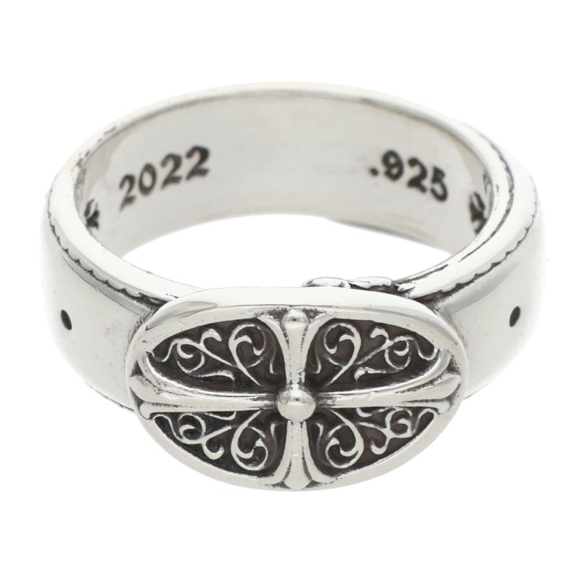 クロムハーツ Chrome Hearts サイズ:7号  BELTED OVAL SML ベルテッドオーバル スモールシルバーリング(シルバー 5.6g)【612062】【SS07】【小物】【中古】bb334#rinkan*B