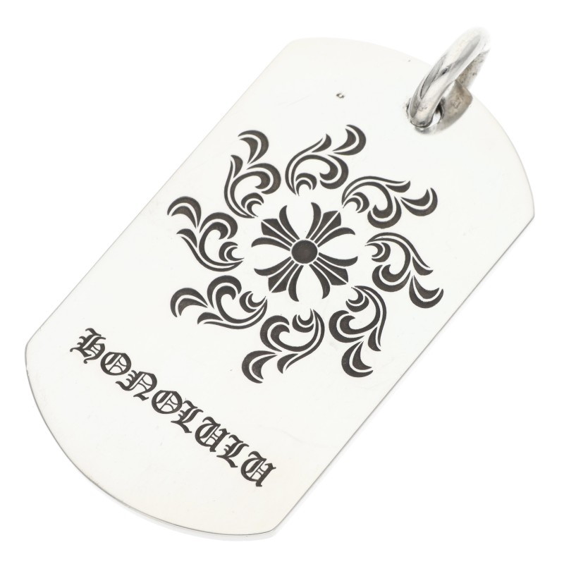 クロムハーツ Chrome Hearts   D TAG LRG LTD ラージドッグタグ ホノルル押さえるラージドッグタグネックレストップ(しろがね色 25.1g)【612062】【SJ02】【小物】【中古】bb17#rinkan*B