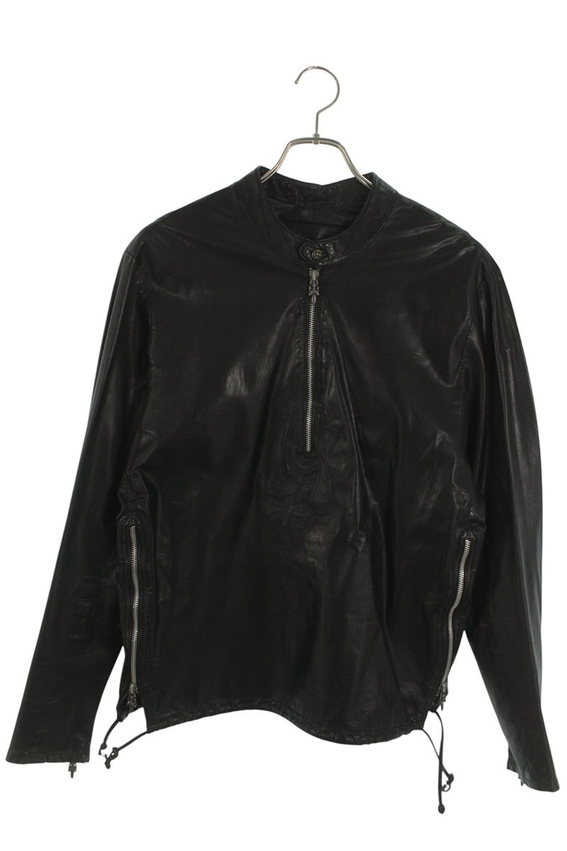 クロムハーツ Chrome Hearts　 サイズ:M EZ RIDER イージーライダー クロスパッチカスタムダガージップレザージャケット(ブラック)【312062】【SJ02】【メンズ】【中古】bb33#rinkan*B
