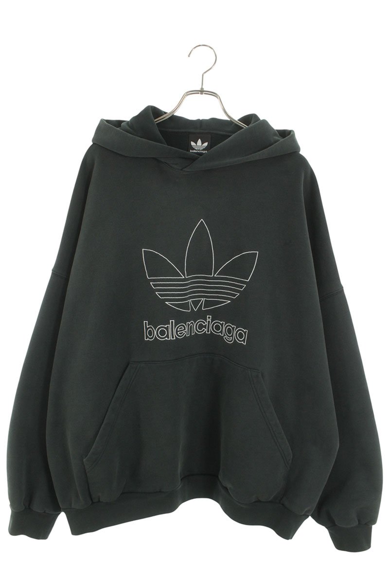 バレンシアガ BALENCIAGA　 ×アディダス adidas サイズ:3 712396 TNVA9 フロントロゴプルオーバーパーカー(グリーン調)【312062】【SS13】【メンズ】【中古】bb82#rinkan*B