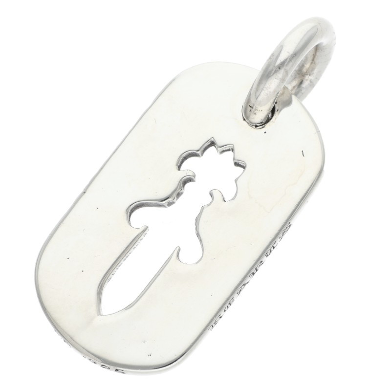 クロムハーツ Chrome Hearts   D TAG SML CO DAG カットアウトダガードッグタグ スモールドッグタグネックレストップ(しろがね色 8.44g)【612062】【SS07】【小物】【中古】bb212#rinkan*B