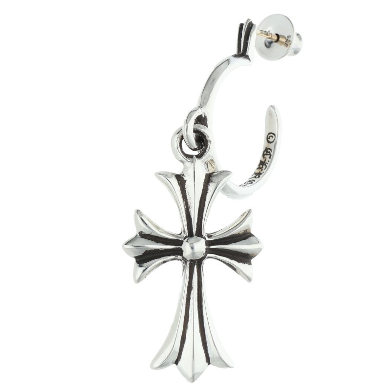 クロムハーツ Chrome Hearts   TINY CH CROSS タイニーCHはりつけ台フープ しろがね色ピアス(しろがね色 5.66g)【712062】【SS07】【小物】【中古】bb460#rinkan*B