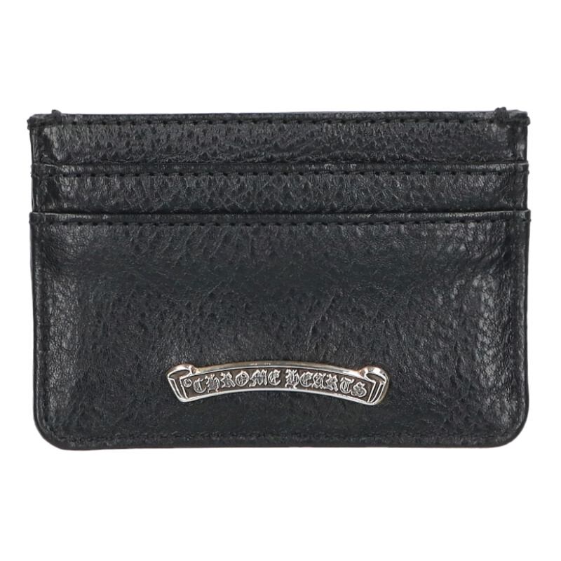 クロムハーツ Chrome Hearts   DOUBLE SIDE ダブル傍え レザーカードケース(黒いこと×しろがね色)【312062】【SJ02】【小物】【中古】bb132#rinkan*S
