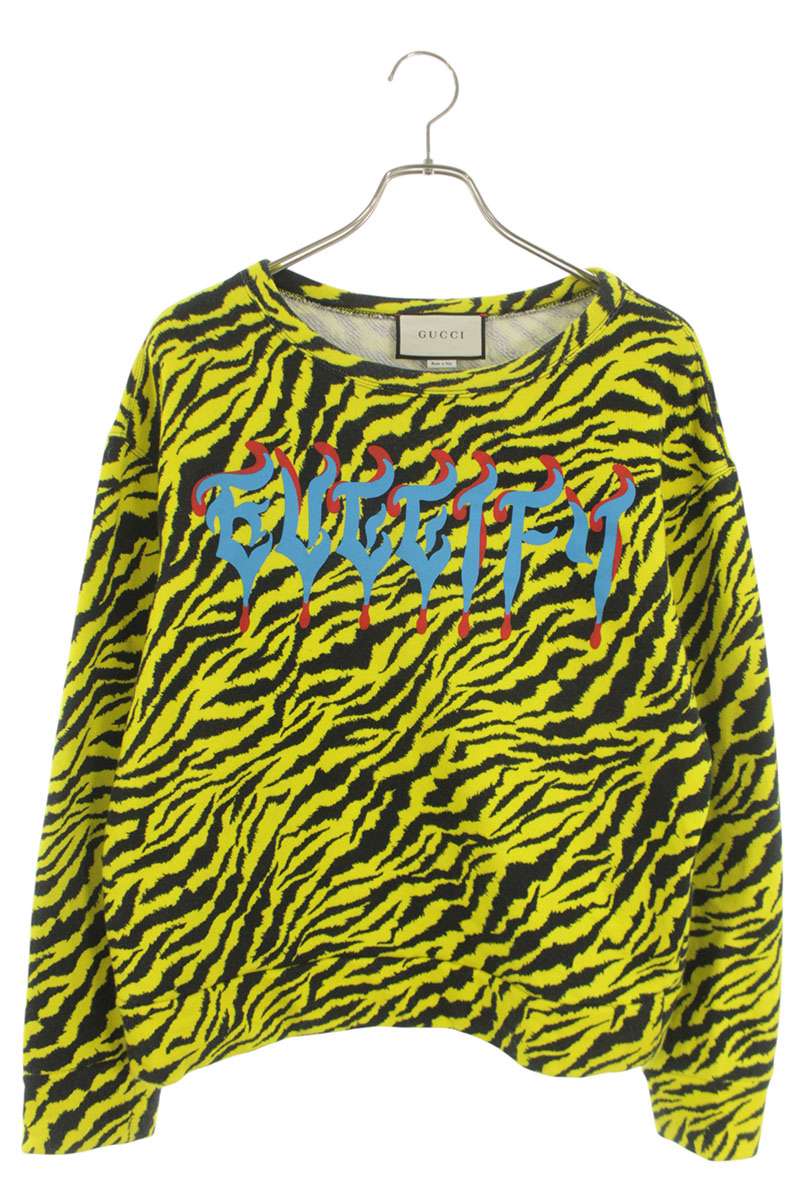 グッチ GUCCI　 サイズ:XS 497246 XJAKT アニマル柄スウェット(イエロー)【103062】【BS99】【メンズ】【中古】bb33#rinkan*B