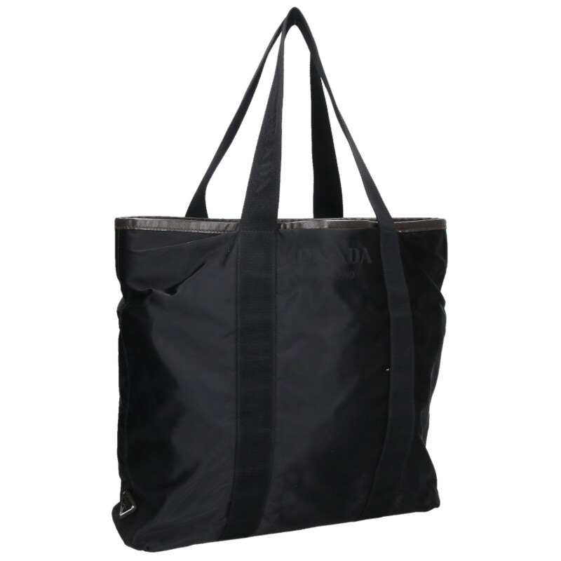 プラダ PRADA  ジャガードロゴナイロントートバッグ(黒いこと)【103062】【BS99】【小物】【中古】bb51#rinkan*B