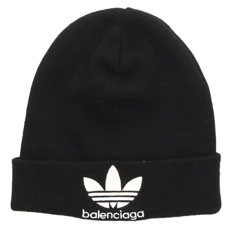 バレンシアガ BALENCIAGA　 ×アディダス adidas サイズ:2 ロゴビーニー(ブラック)【103062】【BS99】【小物】【中古】bb459#rinkan*B