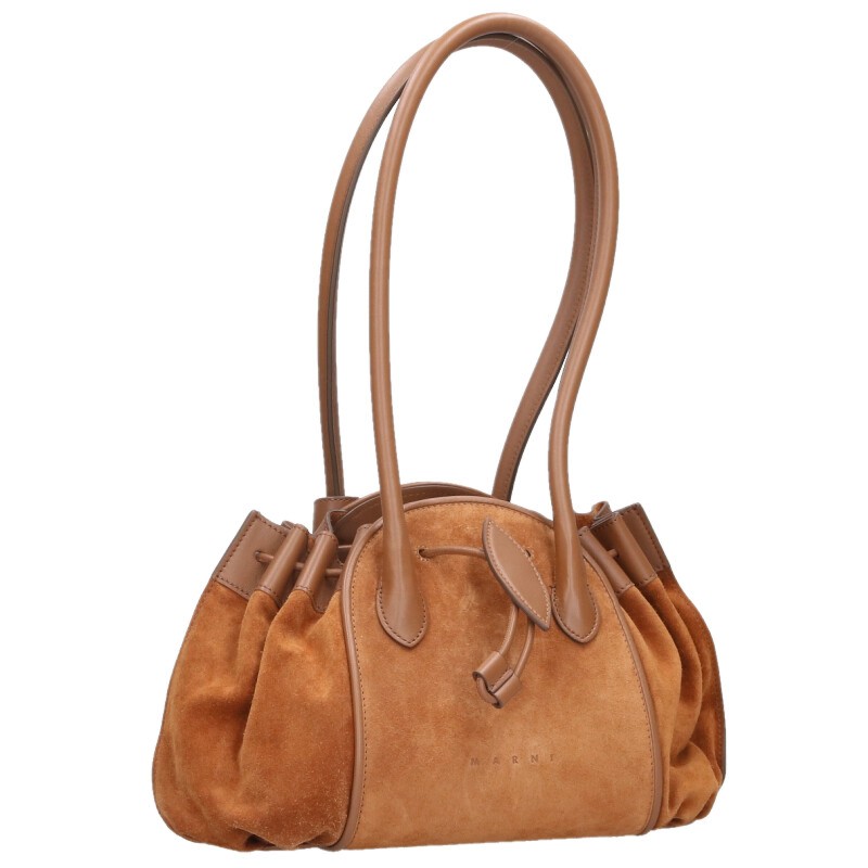 マルニ MARNI　 25AW TULIPEA チューリペア イーストウエストソフトスエードショルダーバッグ(ブラウン)【522062】【BS99】【小物】【中古】bb51#rinkan*A