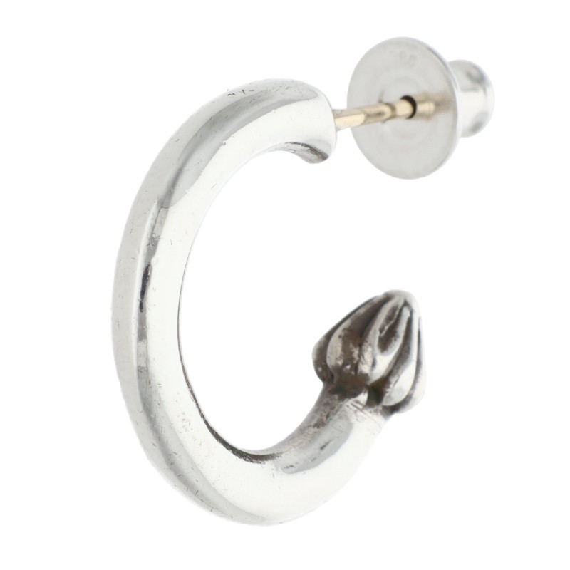 クロムハーツ Chrome Hearts HOOP PLAIN プレーンフープ シルバーピアス(シルバー 総重量3.32g)【812062】【SJ02】【小物】【中古】bb415#rinkan*B