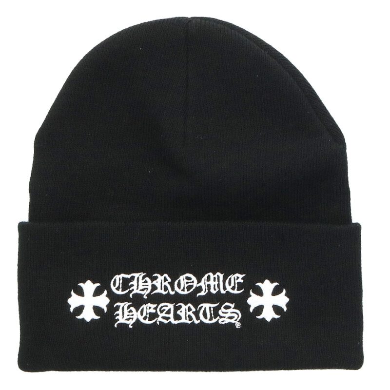 クロムハーツ Chrome Hearts　 WOOL WATCH CAP ウールワッチキャップ CHプラスロゴ刺繍ビーニーニットキャップ(ブラック)【122062】【SJ02】【小物】【中古】bb431#rinkan*S