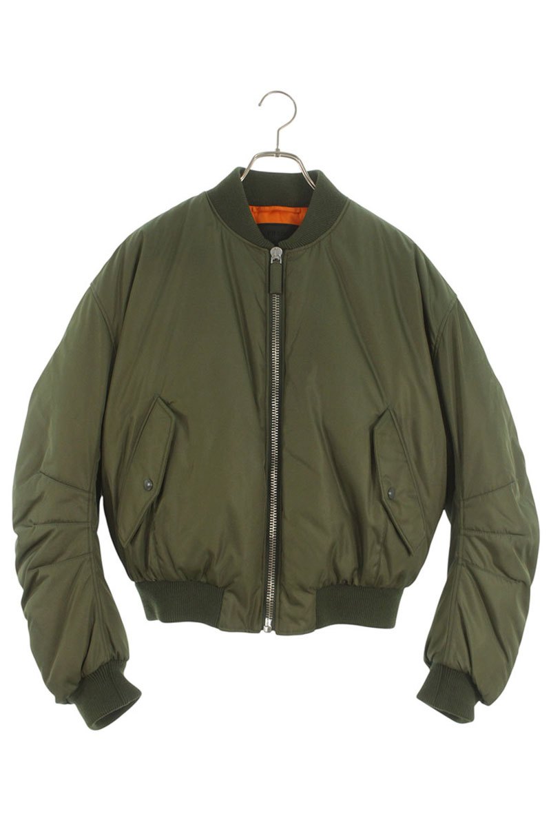 プラダ PRADA　 サイズ:S 23AW SGC350 クロップドボンバーブルゾン(カーキ)【612062】【SB01】【メンズ】【中古】bb78#rinkan*B