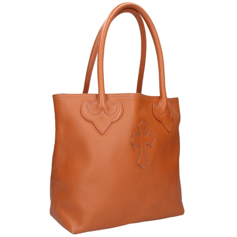クロムハーツ Chrome Hearts   FS TOTE FSトート はりつけ台継ぎ切れ付き添い人レザートートバッグ(赤銅色)【612062】【SJ02】【小物】【中古】bb467#rinkan*B