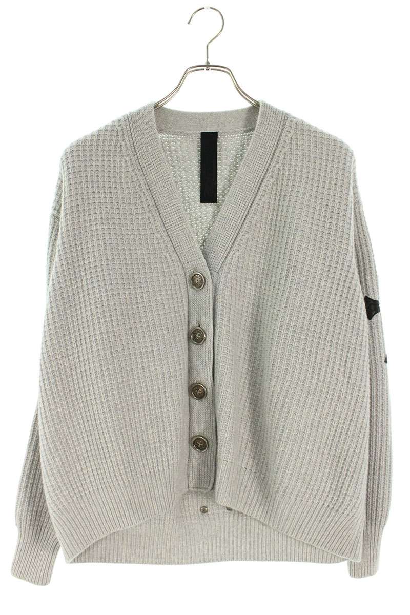 クロムハーツ Chrome Hearts 大きさ:S  HIT \u0026 RUN CARDIGAN クロスパッチカシミアニットカーディガン(薄墨色×黒いこと)【712062】【NO05】【メンズ】【中古】bb406#rinkan*B