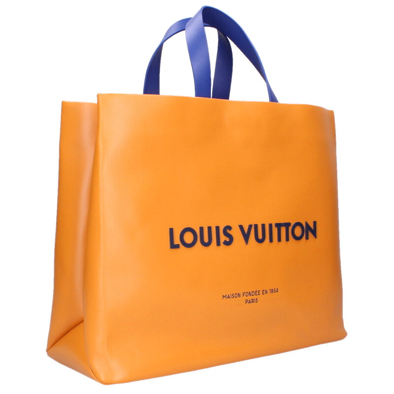 ルイヴィトン LOUISVUITTON 大きさ:MM  M24457 ショッパー・トートMM ポップアップバス発着場押さえるレザートートバッグ(オレンジ色)【812062】【SB01】【小物】【中古】bb51#rinkan*A