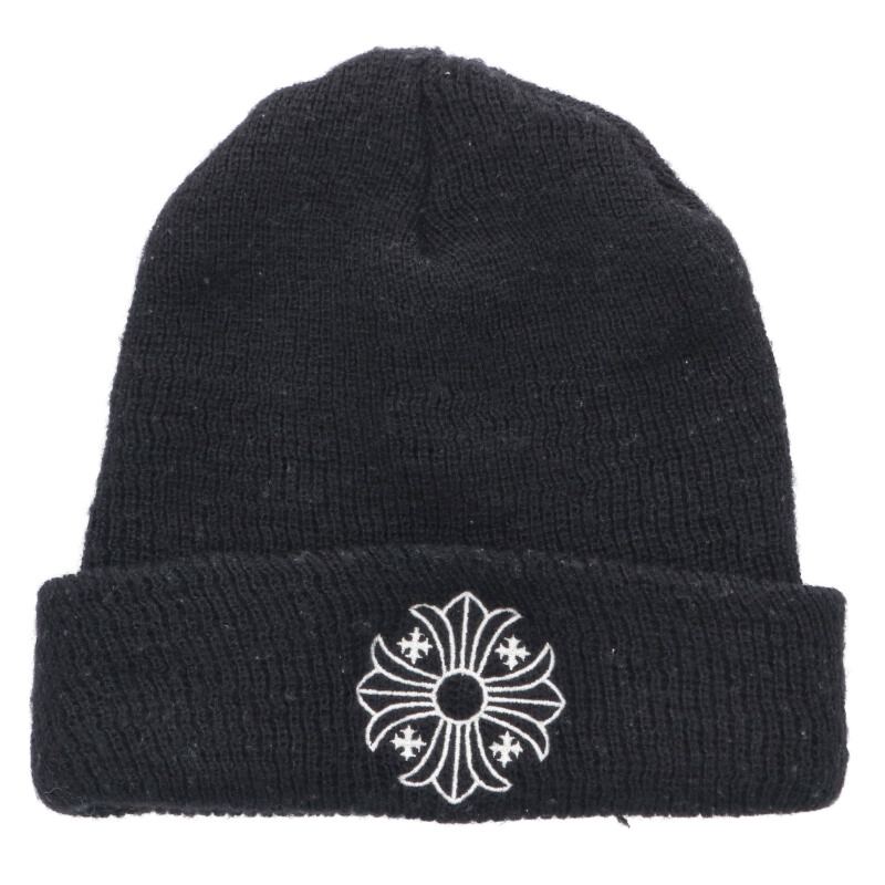 クロムハーツ Chrome Hearts　 サイズ:ONE SIZE WOOL WATCH CAP ウールワッチキャップ CHステッチニットキャップ(ブラック)【812062】【OS06】【小物】【中古】bb30#rinkan*B