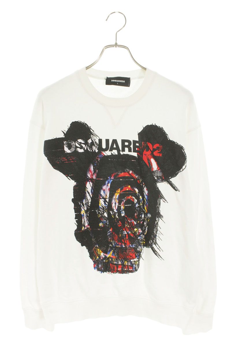 ディースクエアード DSQUARED2　 サイズ:L S71GU0312 ロゴプリントスウェット(ホワイト)【103062】【BS99】【メンズ】【中古】bb297#rinkan*B