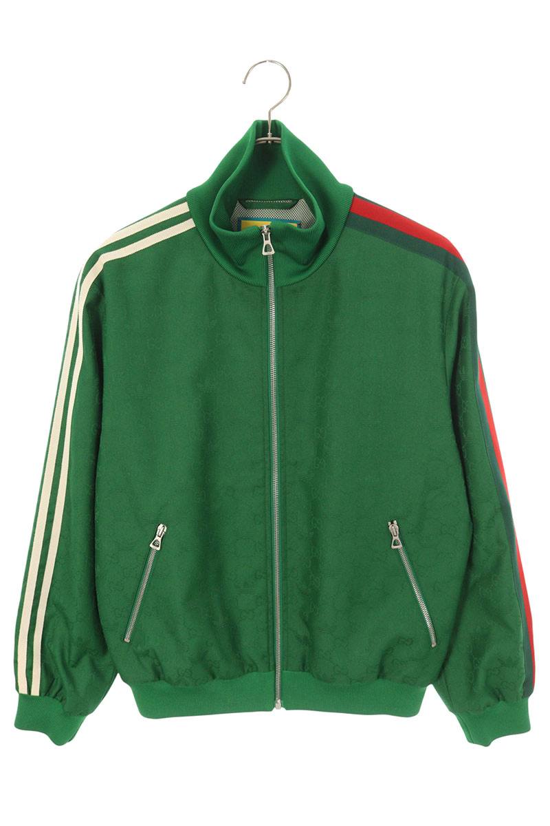 グッチ GUCCI ×アディダス adidas サイズ:46  705756 ZAI22 ジャガードトラックジャケットブルゾン(グリーン)【912062】【OM10】【メンズ】【中古】bb51#rinkan*A