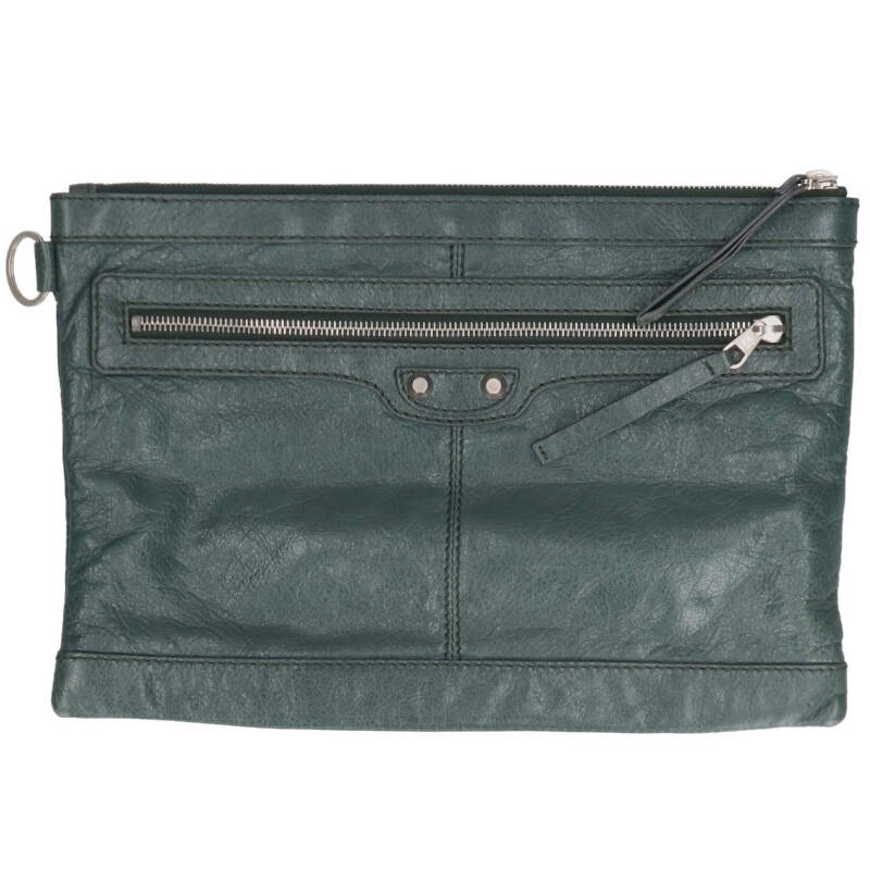 バレンシアガ BALENCIAGA 273022 クラシッククリップM レザークラッチバッグ(ブラック×シルバー)【103062】【BS99】【小物】【中古】bb51#rinkan*B|RINKAN