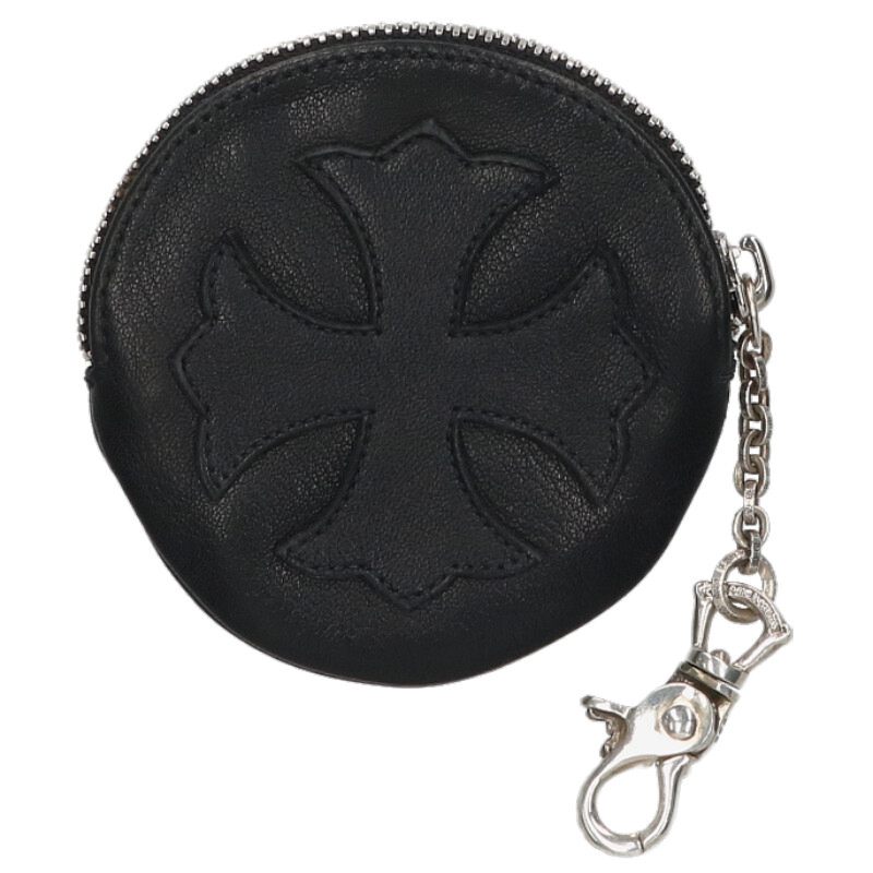クロムハーツ Chrome Hearts  チェーン店付き添い人CHプラスパッチコインケース(黒いこと×しろがね色)【812062】【SJ02】【小物】【中古】bb396#rinkan*A