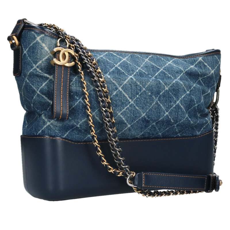 シャネル CHANEL   ガブリエル ドゥ シャネル ラージホーボー ジーンズ×カーフスキンチェーンショルダーバッグ(インディゴ×米国海軍)【812062】【SB01】【小物】【中古】bb459#rinkan*B