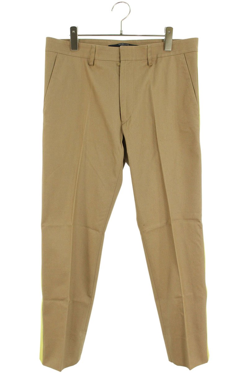 ヴァレンティノ VALENTINO　 サイズ:48 KV0RCH5432C サイドラインチノスラックスロングパンツ(ベージュ×イエロー)【103062】【BS99】【メンズ】【中古】bb51#rinkan*B