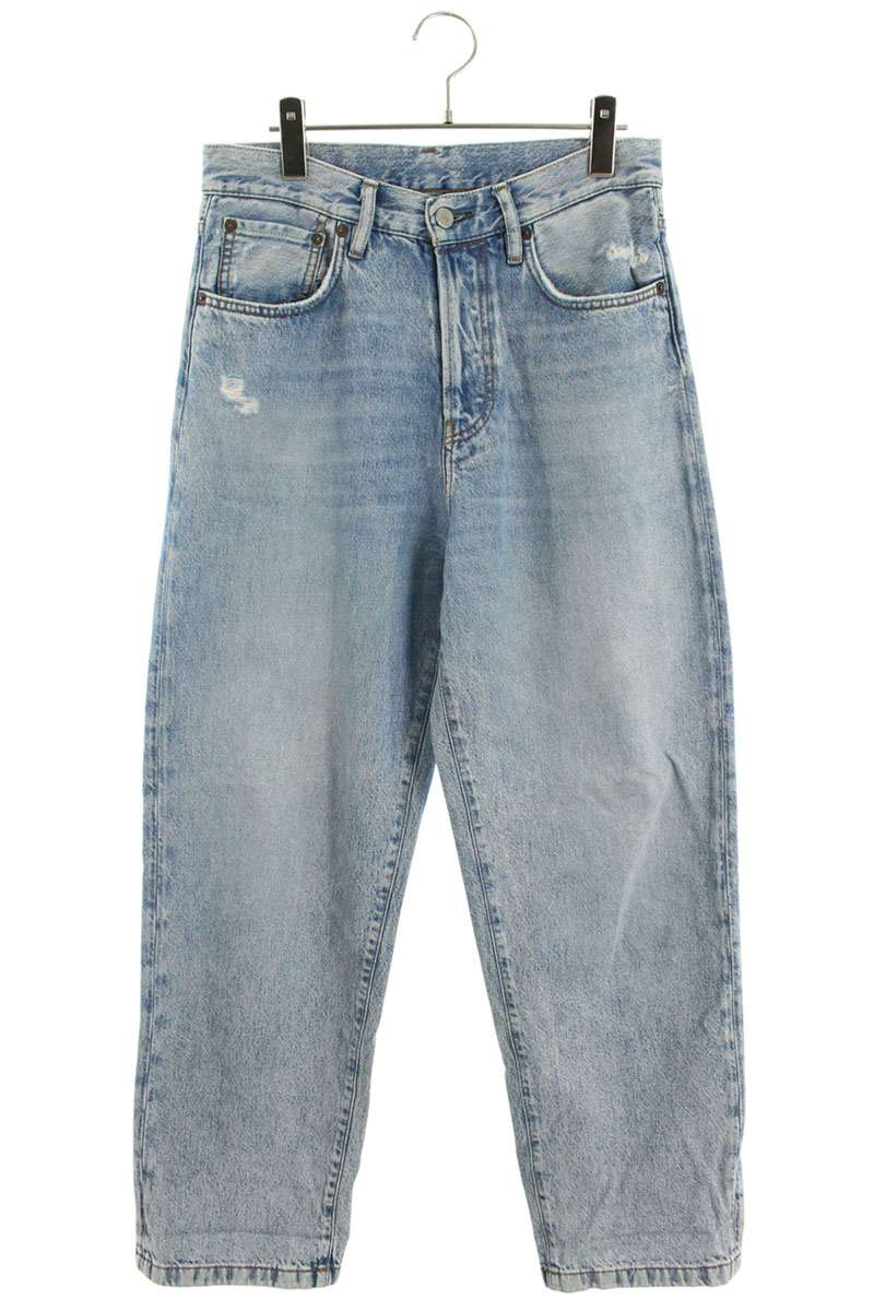 アクネストゥディオズ ACNE STUDIOS　 サイズ:27 1991 Toj Light Blue Trash ダメージ加工ストレートデニムパンツ(インディゴ)【103062】【BS99】【レディース】【中古】bb429#rinkan*C