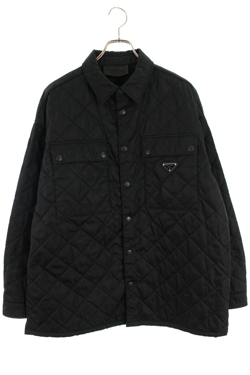 プラダ PRADA サイズ:M SC616M Reナイロン三角プレート付きキルティングブルゾン(ブラック)【912062】【SS13】【メンズ】【中古】bb379#rinkan*B|RINKAN