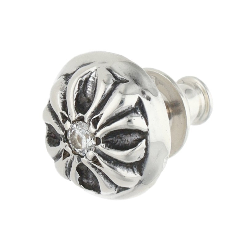 クロムハーツ Chrome Hearts   STUD CRSBLL DIA クロスボールスタッド 1金剛石 しろがね色ピアス(しろがね色×せつ然たる 1.48g)【422062】【NO05】【小物】【中古】bb30#rinkan*B