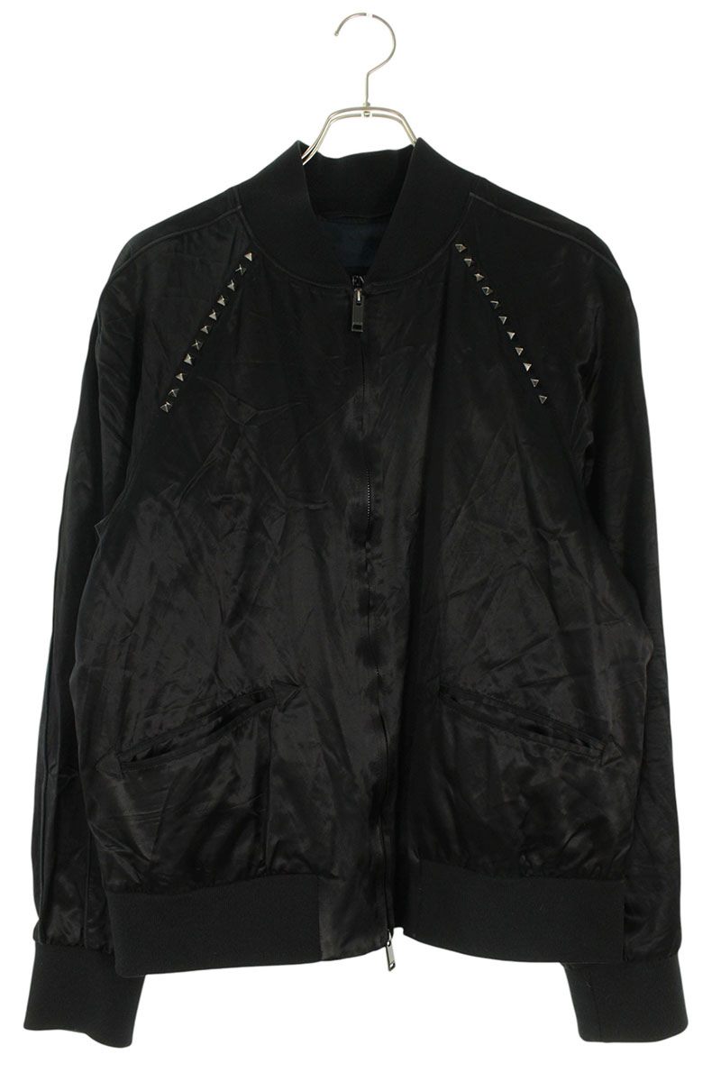 ヴァレンティノ VALENTINO　 サイズ:48 MV3CI0A72YD ロックスタッズボンバーブルゾン(ブラック)【122062】【OM10】【メンズ】【中古】bb187#rinkan*B