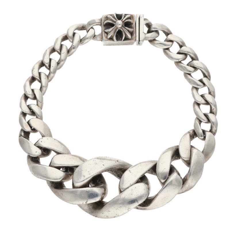 クロムハーツ Chrome Hearts   TAPERED CLSC LNK テーパードクラシックリンク しろがね色腕輪(しろがね色 45.26g)【122062】【SS07】【小物】【中古】bb453#rinkan*B