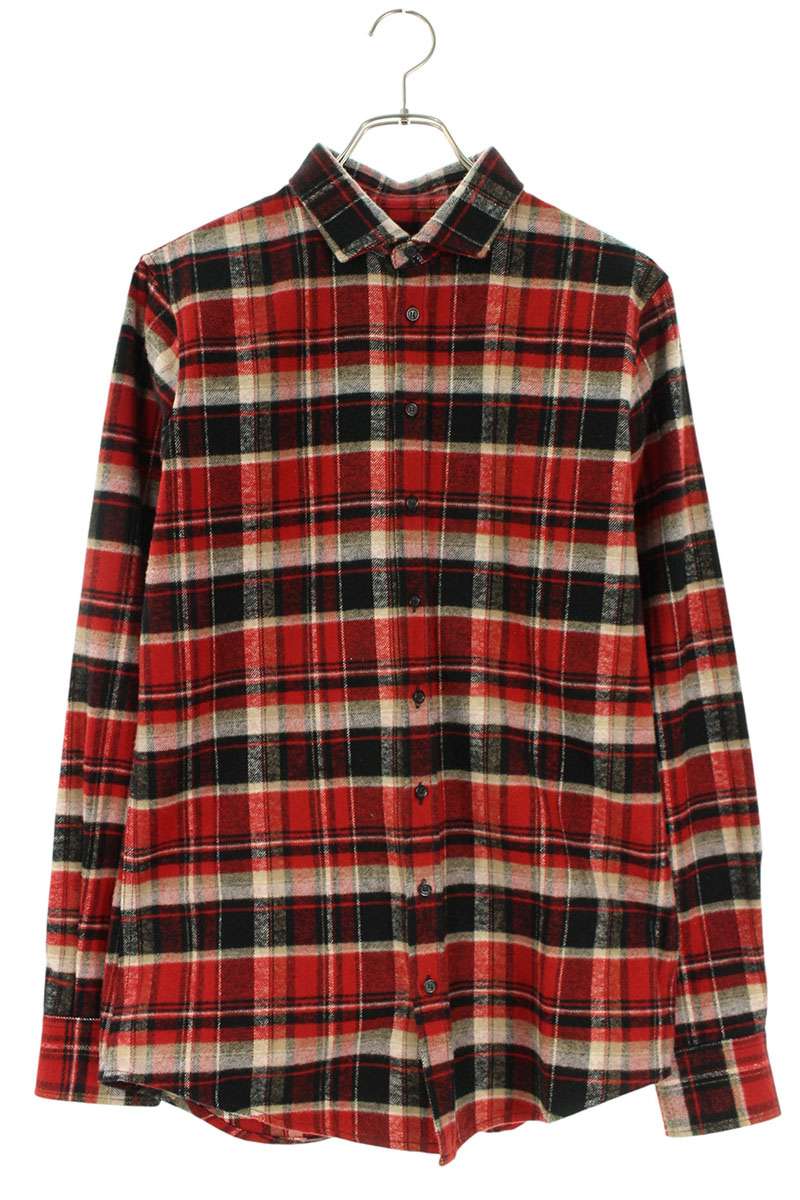 ディースクエアード DSQUARED2　 サイズ:46 S71DM0115 チェックコットン長袖シャツ(レッド)【122062】【BS99】【メンズ】【中古】bb132#rinkan*B