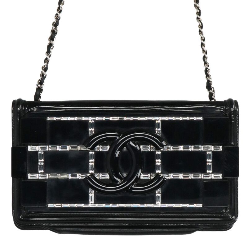 シャネル CHANEL　 CCフィリグリー ココマークパテントチェーンショルダーバッグ(ブラック)【122062】【SB01】【小物】【中古】bb132#rinkan*B