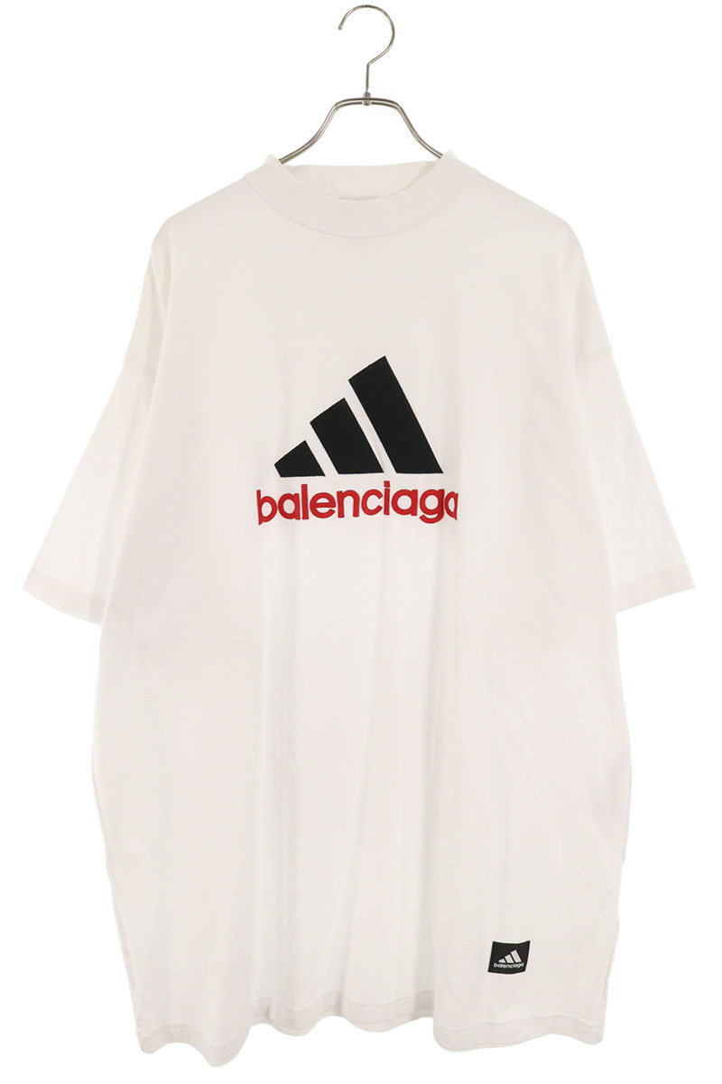バレンシアガ BALENCIAGA　 ×アディダス adidas サイズ:4 23SS 731769 TNVA6 ロゴインサイドアウトTシャツ(ホワイト)【422062】【OM10】【メンズ】【中古】bb30#rinkan*B