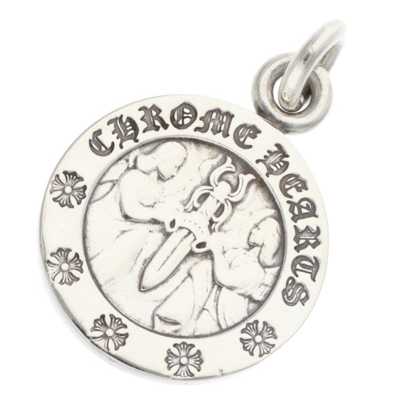 クロムハーツ Chrome Hearts   CHRM ANGL MDL エンジェルメダルチャーム V2 しろがね色首飾りとっ始め(しろがね色 6.25g)【203062】【FK04】【小物】【中古】bb223#rinkan*B