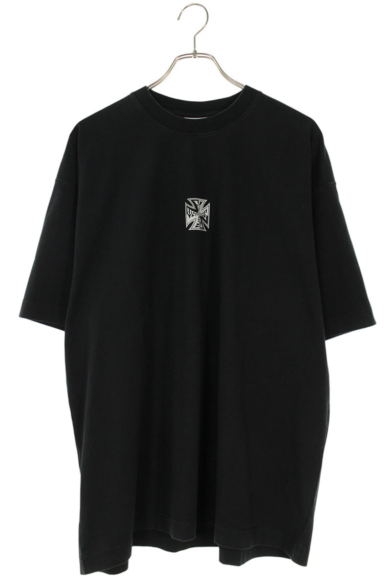 ヴェトモン VETEMENTS　 サイズ:XS 26SS ME76TR162B バイカークロスロゴTシャツ(ブラック)【322062】【SB01】【メンズ】【新古品】bb78#rinkan*N