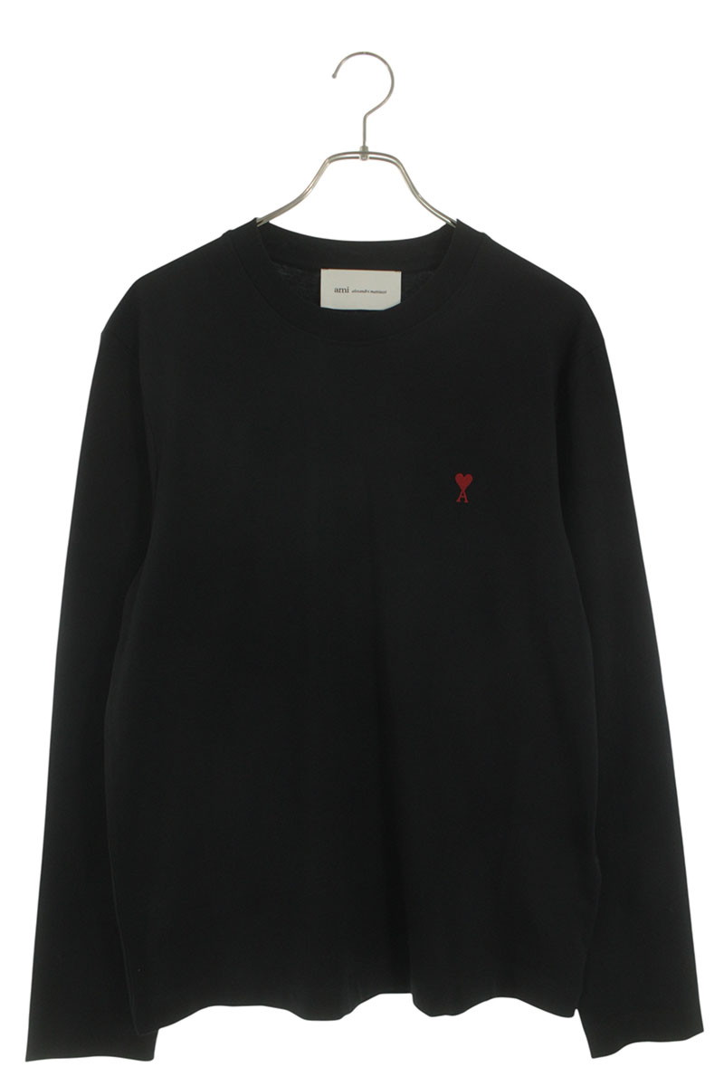 アミアレクサンドルマテュッシ AMI Alexandre Mattiussi　 サイズ:XXL 26SS BFUTS235724 ハートA刺繍長袖カットソー(ブラック)【422062】【SB01】【メンズ】【新古品】bb78#rinkan*N