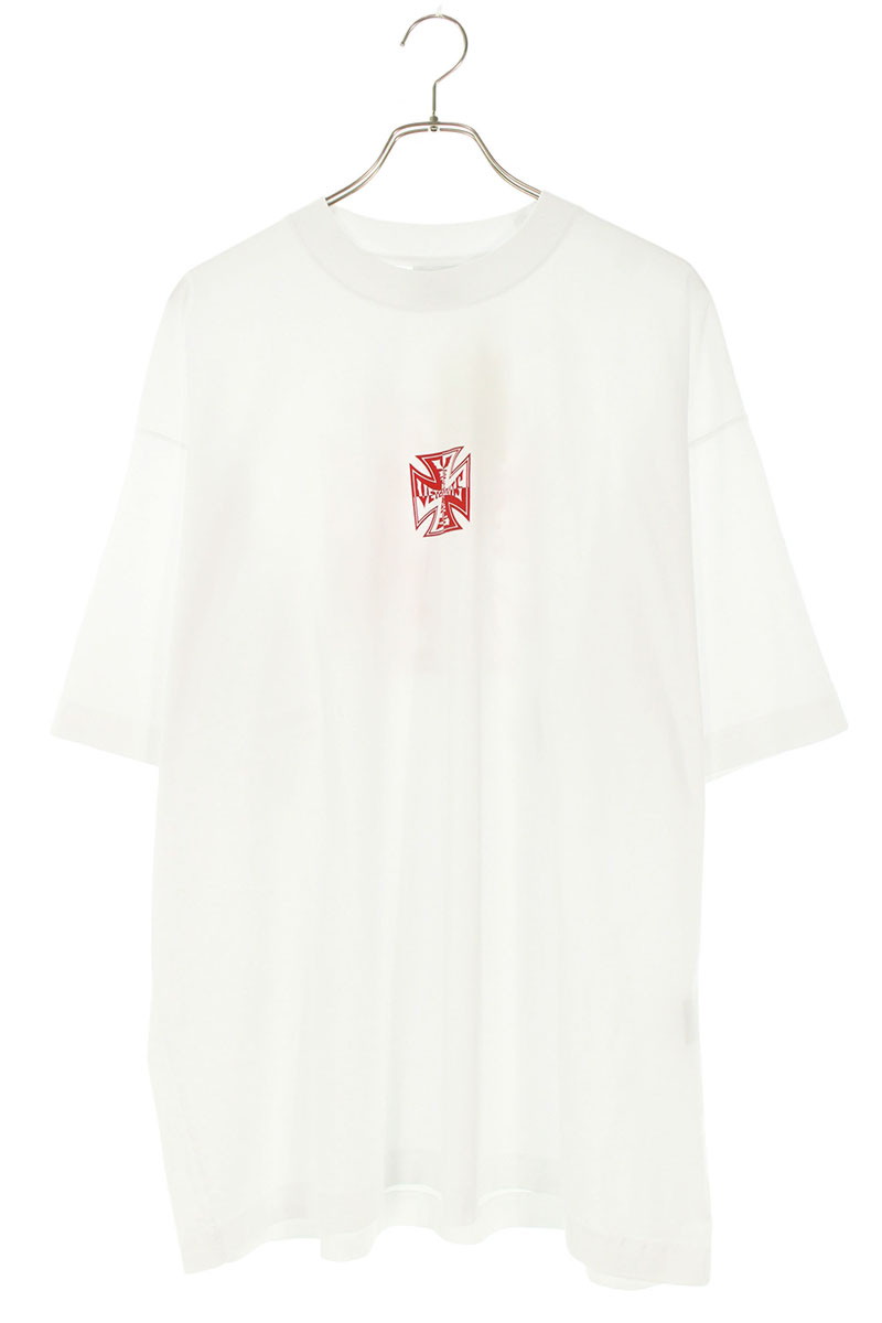 ヴェトモン VETEMENTS　 サイズ:M 26SS ME76TR178W ダブルバイカークロスロゴTシャツ(ホワイト調)【522062】【OM10】【メンズ】【新古品】bb78#rinkan*N